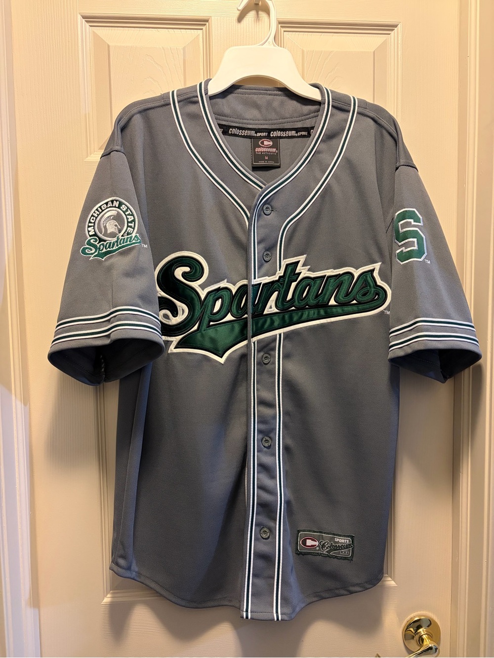 Michigan State Spartans Green/Gray Baseball Jersey- New Without Tags